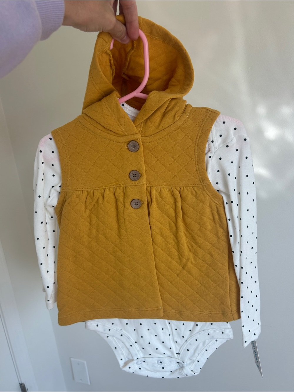 Carters Baby Quilted Hooded Vest in Mustard Yellow